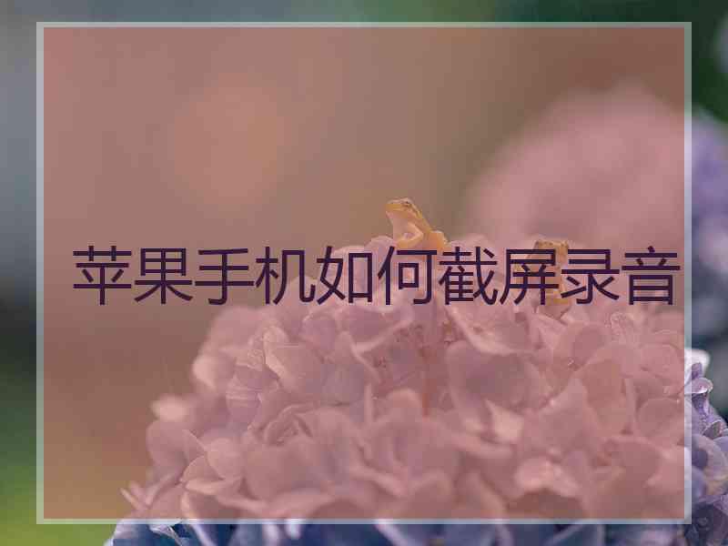 苹果手机如何截屏录音