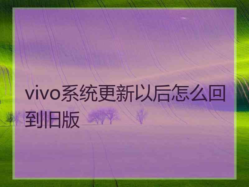 vivo系统更新以后怎么回到旧版