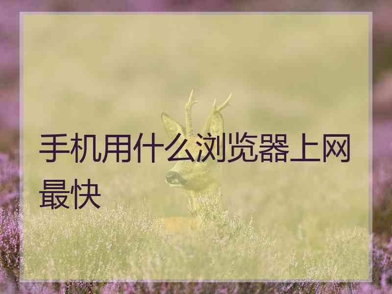 手机用什么浏览器上网最快