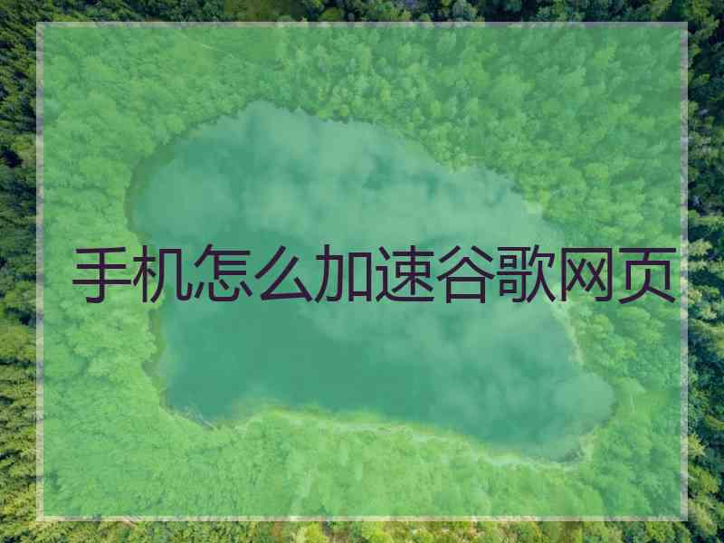 手机怎么加速谷歌网页