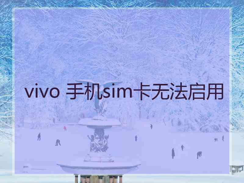 vivo 手机sim卡无法启用