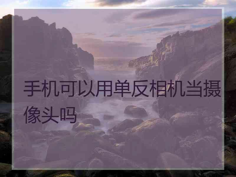 手机可以用单反相机当摄像头吗