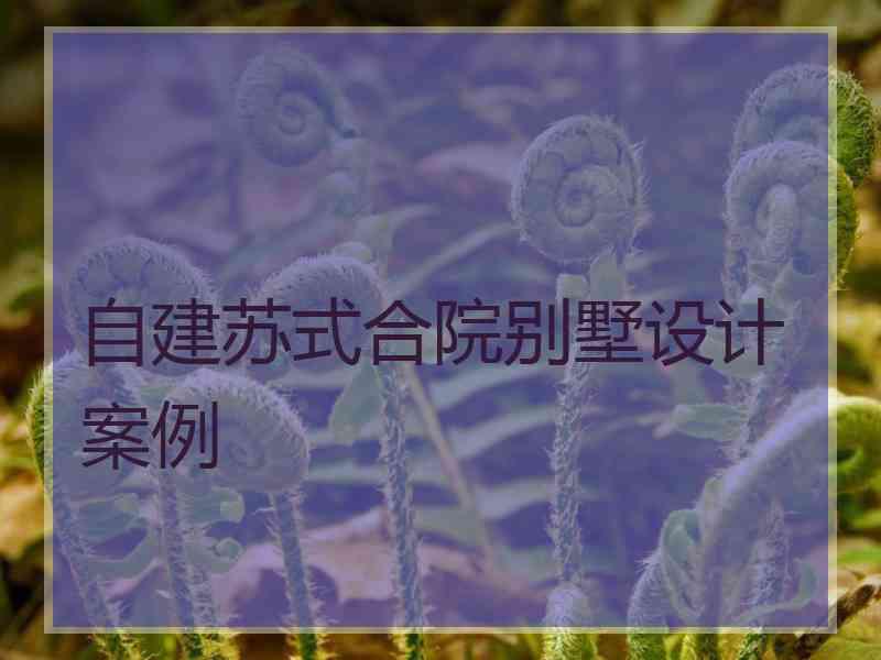 自建苏式合院别墅设计案例
