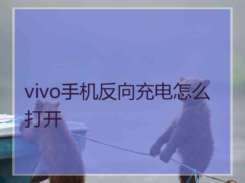 vivo手机反向充电怎么打开