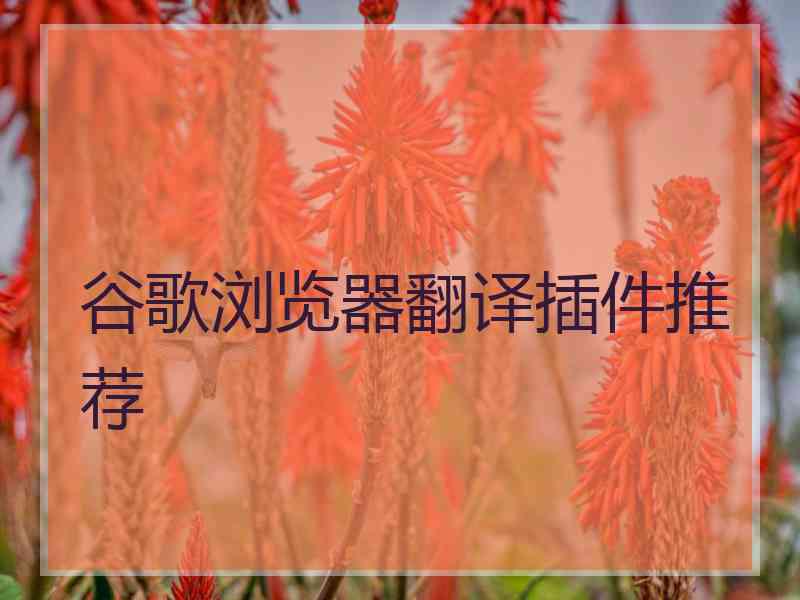 谷歌浏览器翻译插件推荐