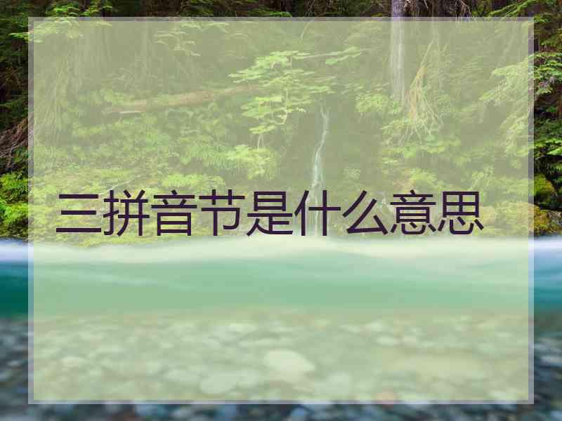 三拼音节是什么意思