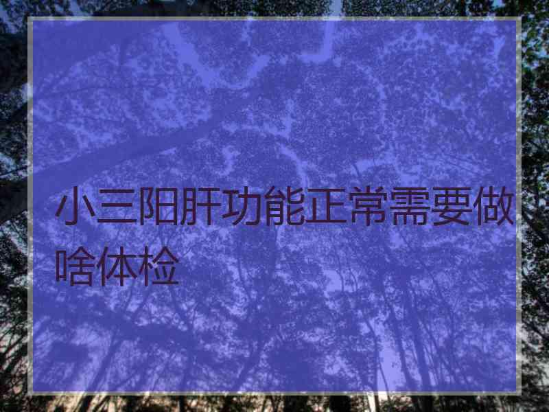 小三阳肝功能正常需要做啥体检