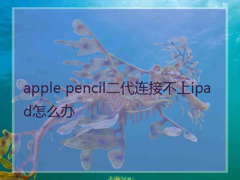apple pencil二代连接不上ipad怎么办