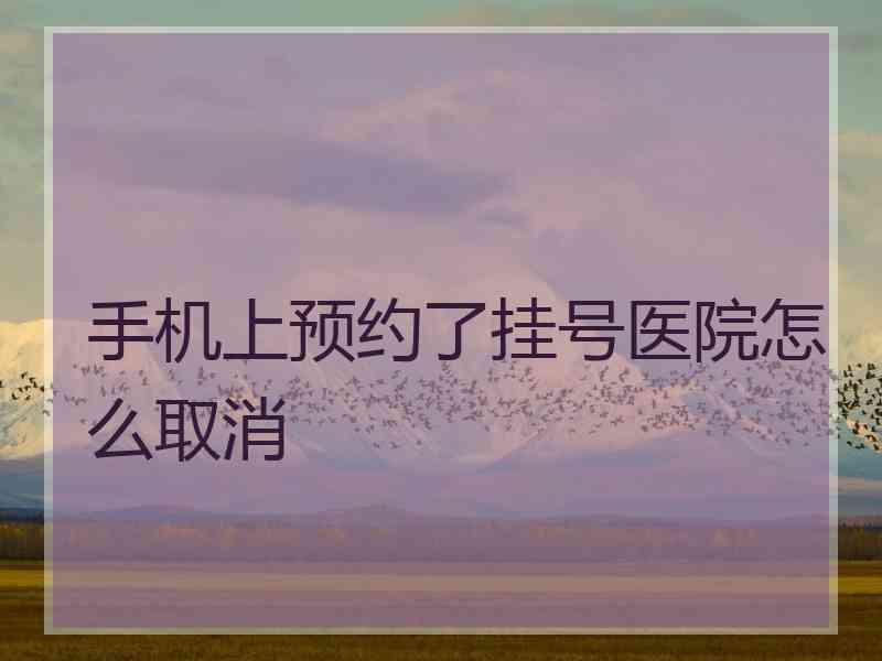 手机上预约了挂号医院怎么取消