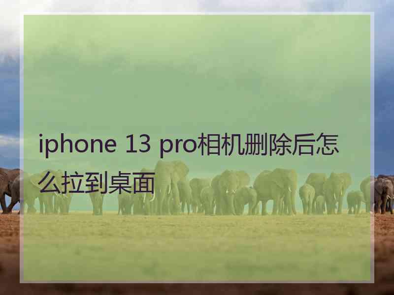 iphone 13 pro相机删除后怎么拉到桌面