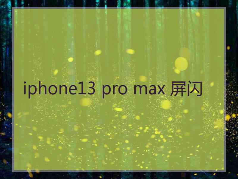 iphone13 pro max 屏闪