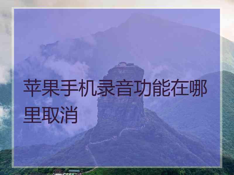 苹果手机录音功能在哪里取消