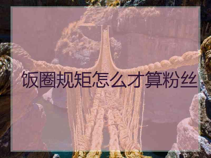 饭圈规矩怎么才算粉丝
