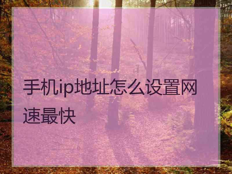 手机ip地址怎么设置网速最快