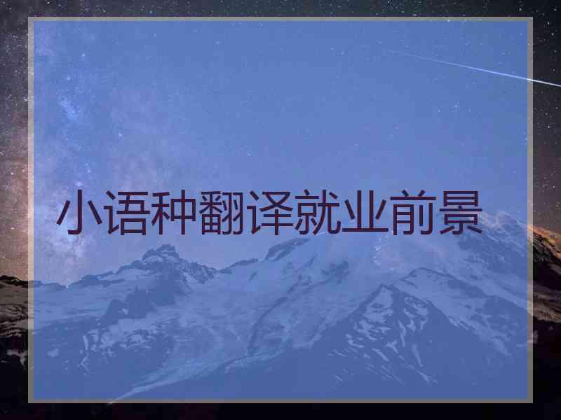 小语种翻译就业前景