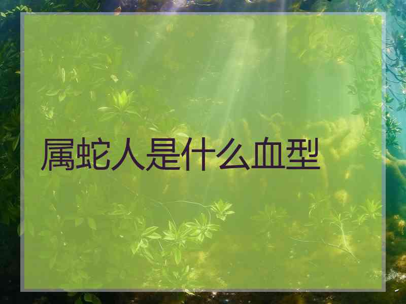 属蛇人是什么血型