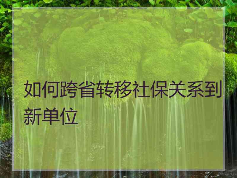 如何跨省转移社保关系到新单位