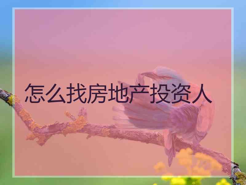 怎么找房地产投资人