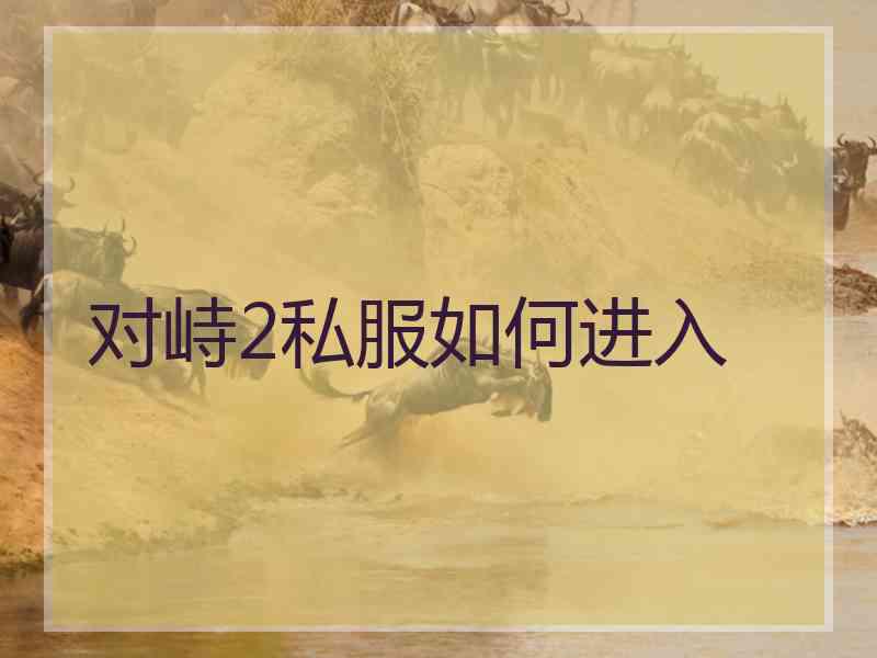 对峙2私服如何进入