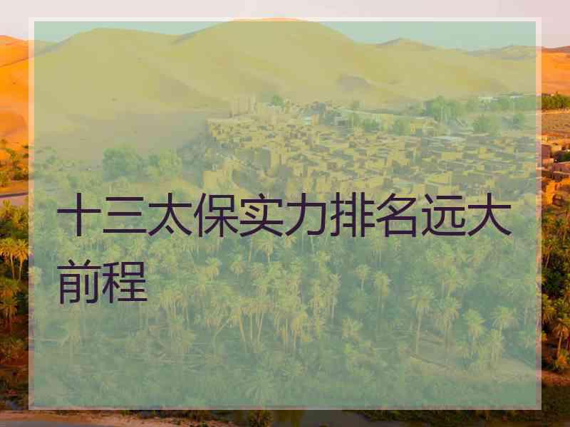 十三太保实力排名远大前程