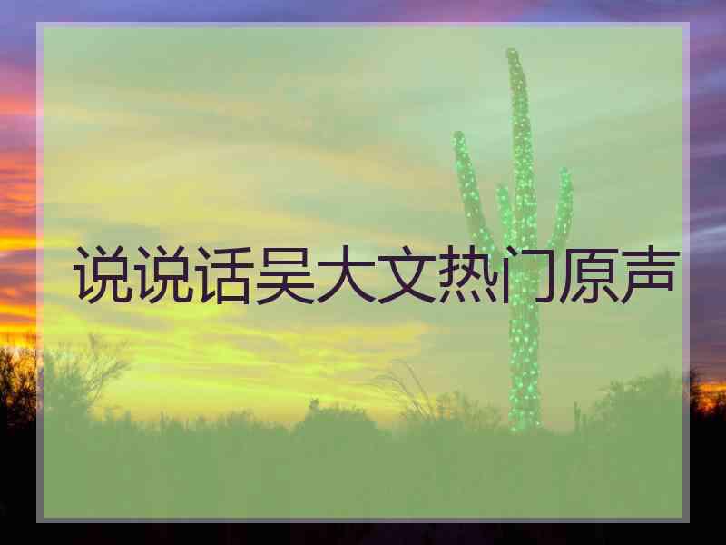 说说话吴大文热门原声