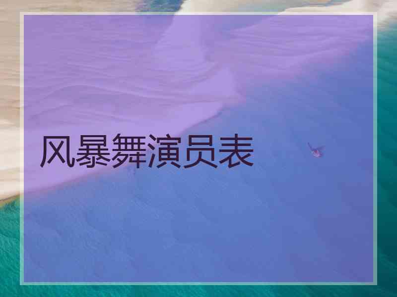 风暴舞演员表