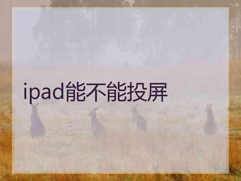 ipad能不能投屏