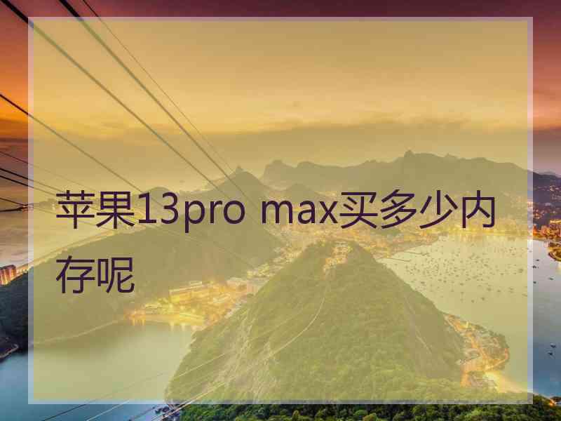 苹果13pro max买多少内存呢