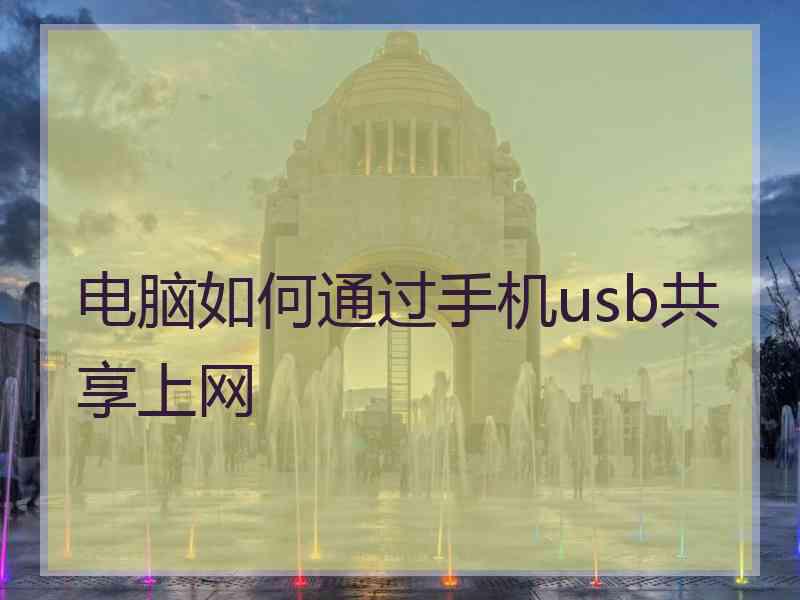 电脑如何通过手机usb共享上网