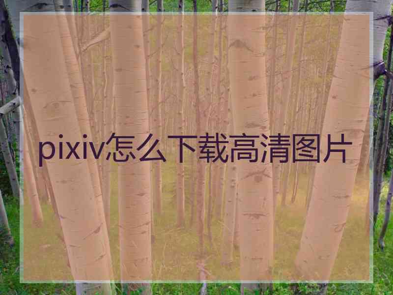 pixiv怎么下载高清图片