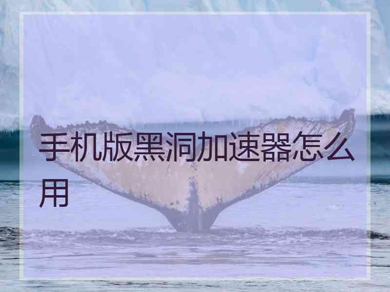 手机版黑洞加速器怎么用