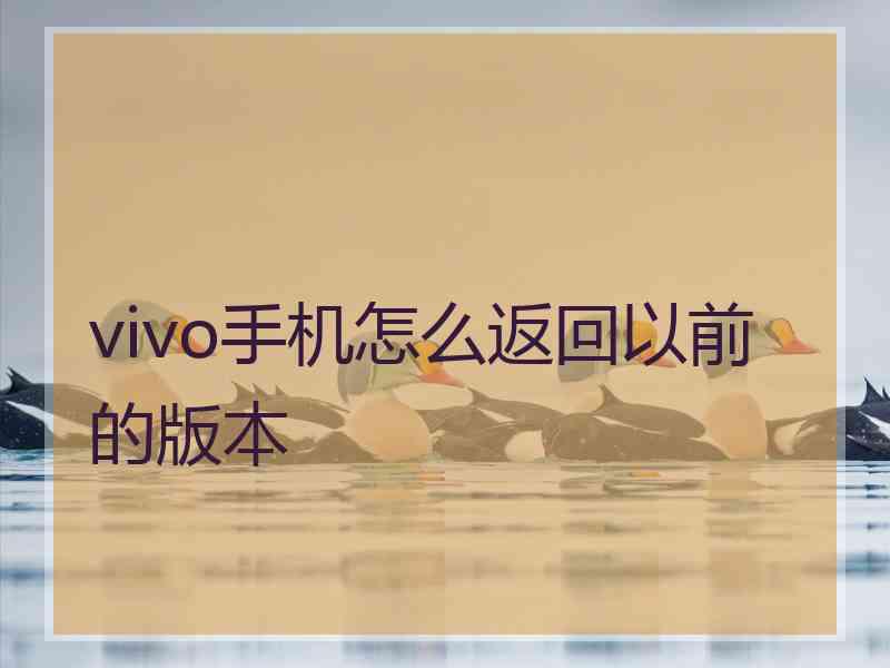 vivo手机怎么返回以前的版本