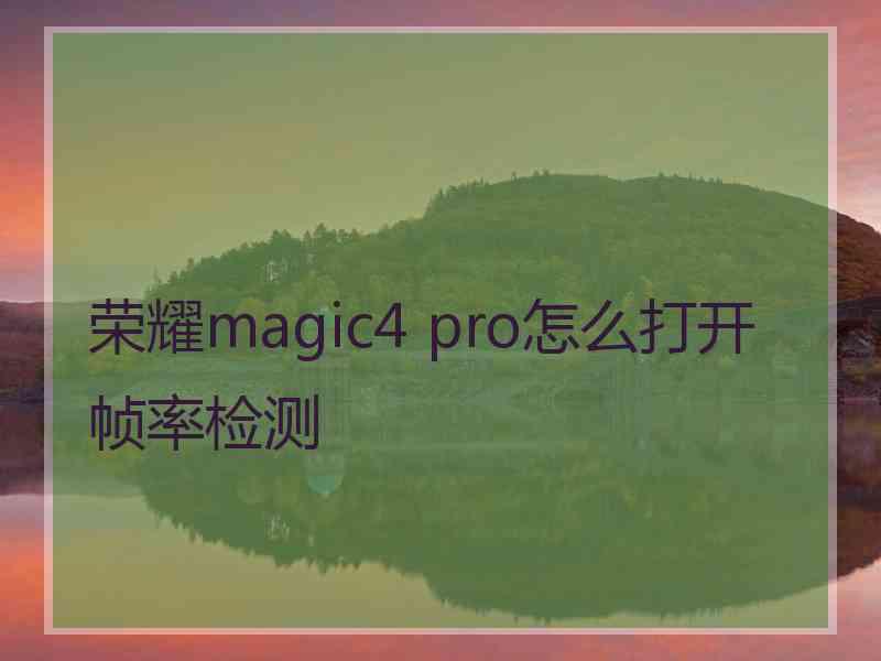 荣耀magic4 pro怎么打开帧率检测