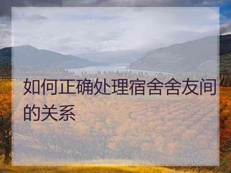 如何正确处理宿舍舍友间的关系