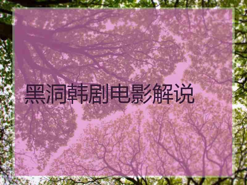 黑洞韩剧电影解说