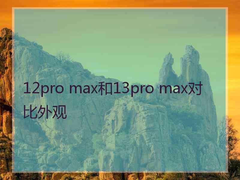 12pro max和13pro max对比外观
