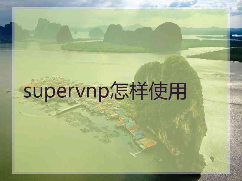 supervnp怎样使用