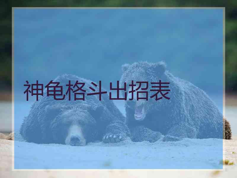 神龟格斗出招表