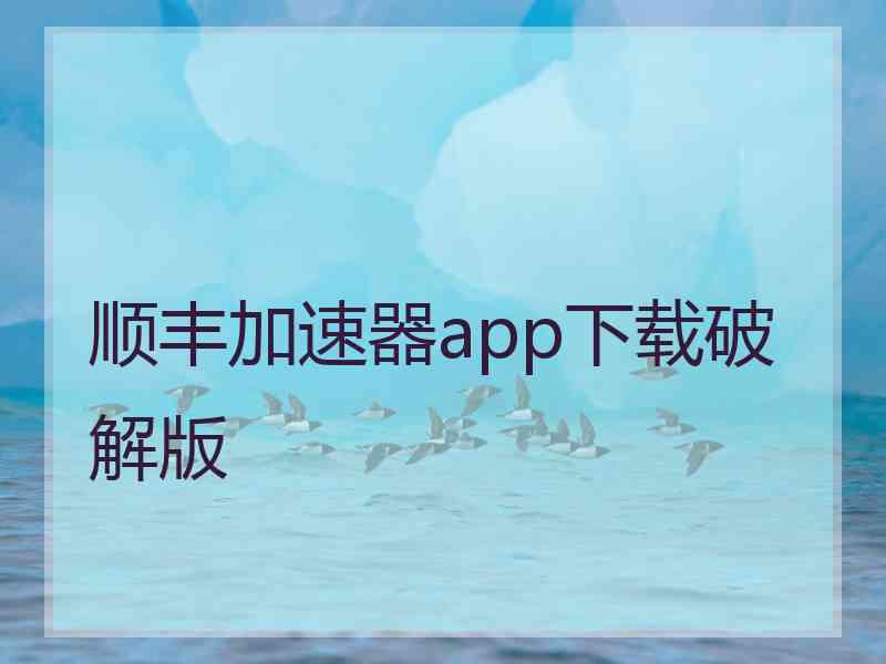 顺丰加速器app下载破解版