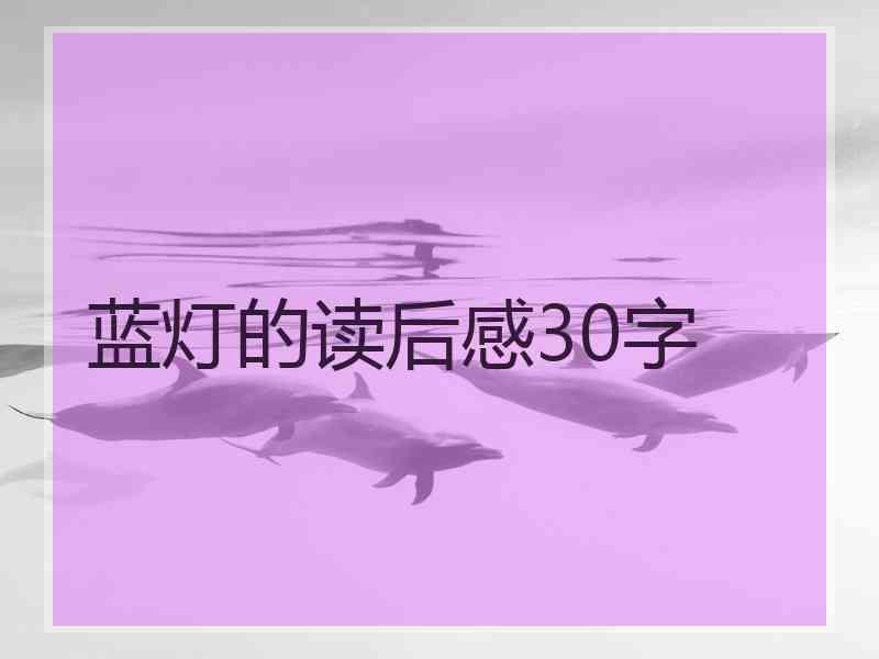 蓝灯的读后感30字