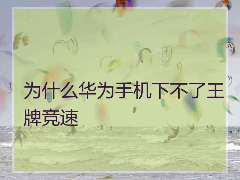 为什么华为手机下不了王牌竞速
