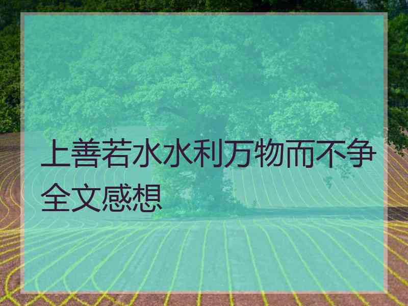 上善若水水利万物而不争全文感想