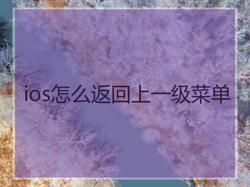 ios怎么返回上一级菜单