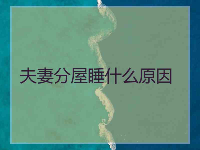 夫妻分屋睡什么原因