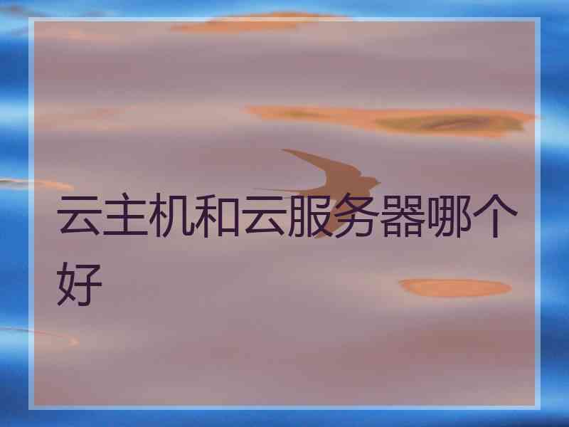 云主机和云服务器哪个好