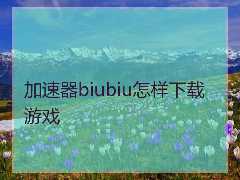 加速器biubiu怎样下载游戏