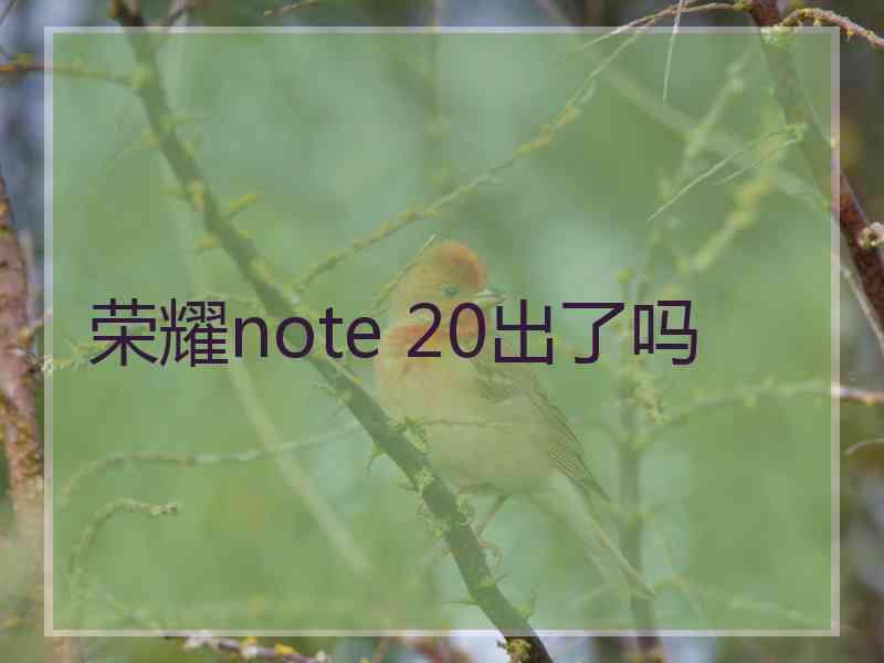 荣耀note 20出了吗