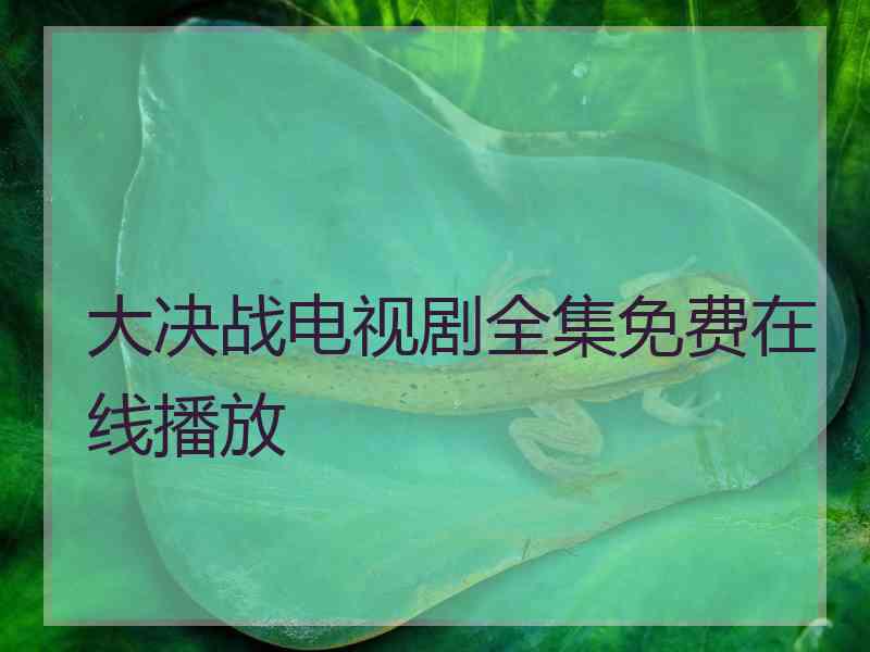 大决战电视剧全集免费在线播放