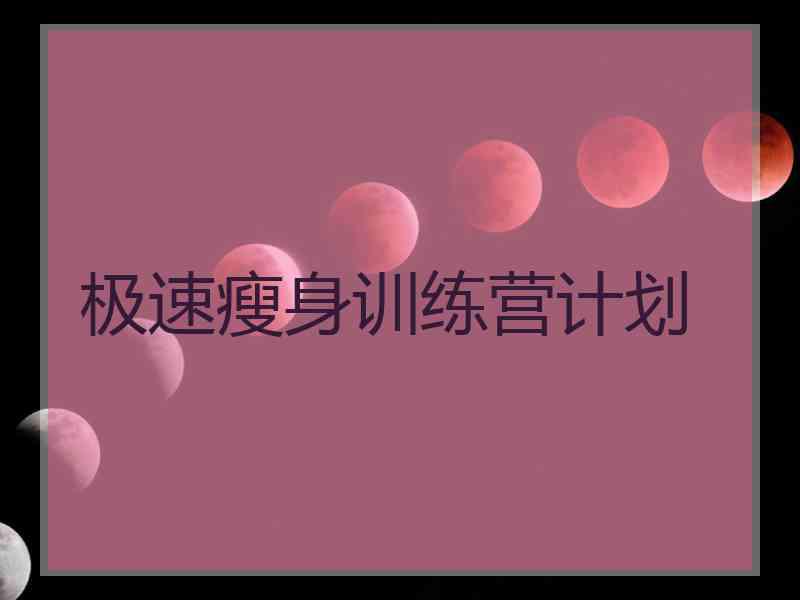 极速瘦身训练营计划
