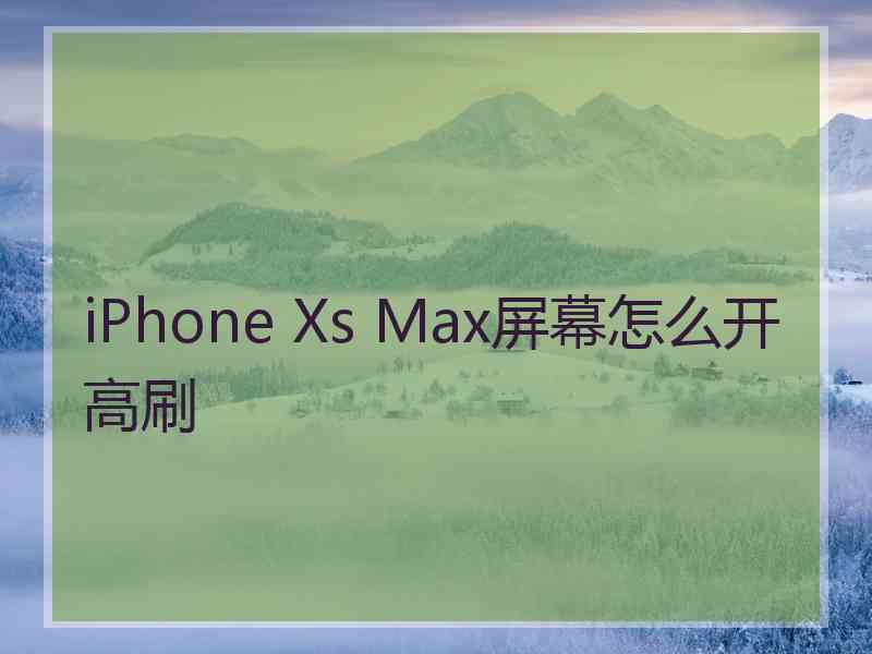iPhone Xs Max屏幕怎么开高刷